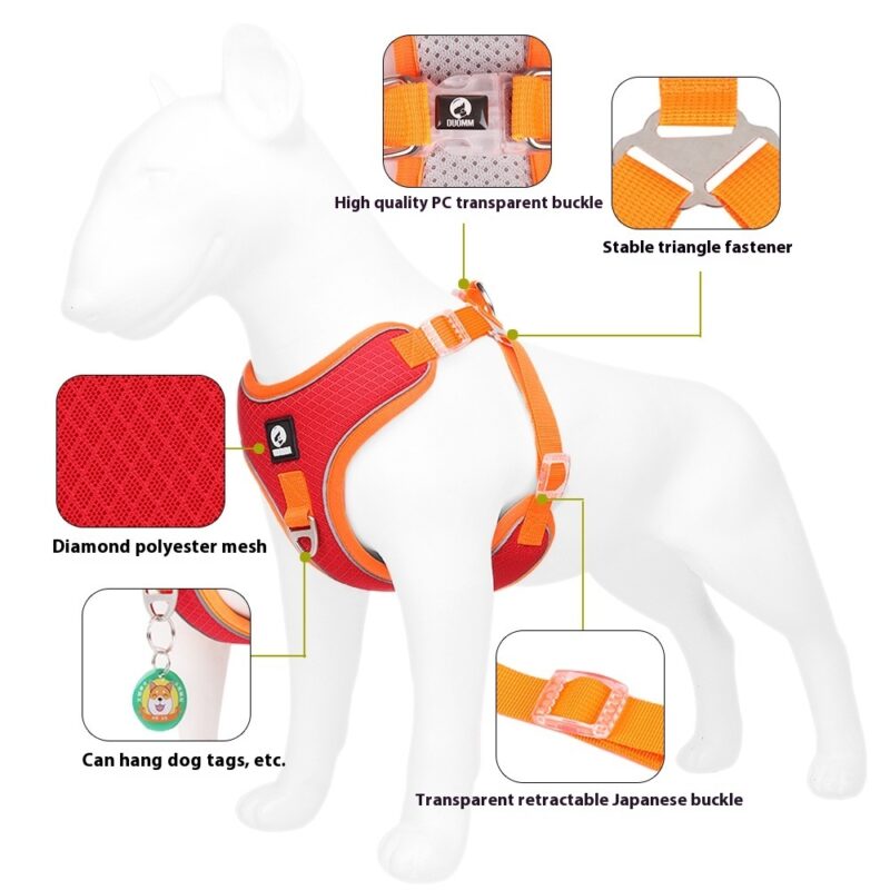 Adjustable/Breathable/Mesh/Reflective Harness/Leash/Sm,Med Dogs - Image 3