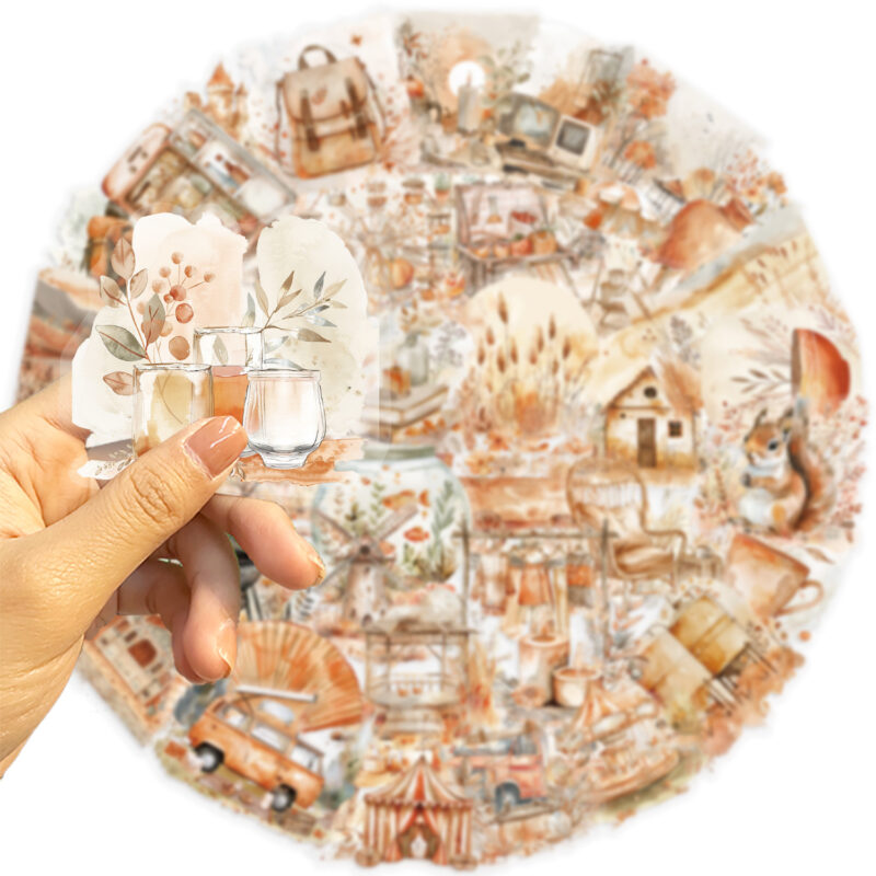 50 PET Transparent Watercolor Clip Art Series Stickers - Image 4