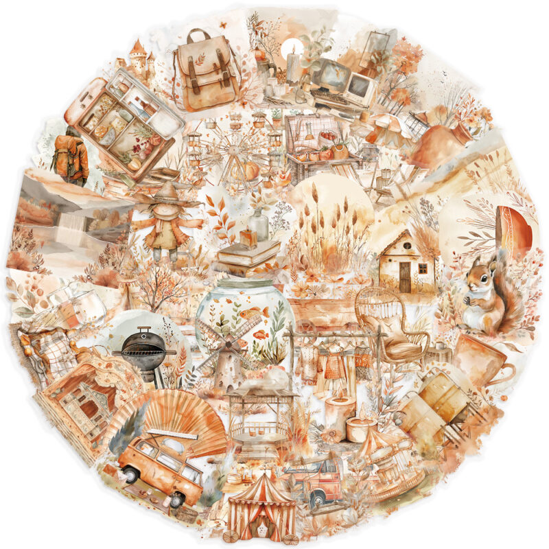 50 PET Transparent Watercolor Clip Art Series Stickers - Image 3