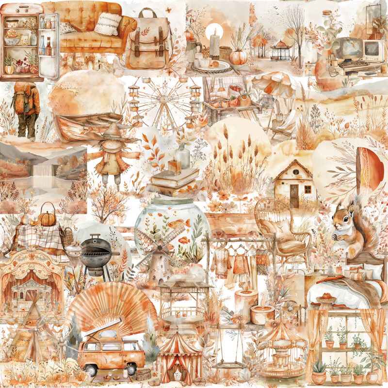 50 PET Transparent Watercolor Clip Art Series Stickers