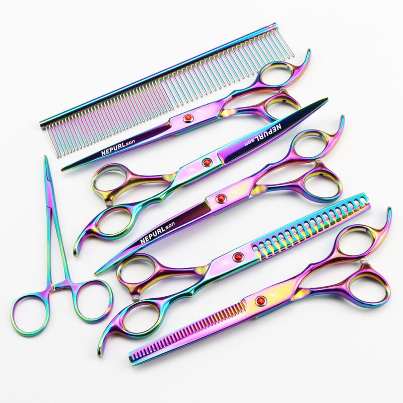 Electroplating Color 5 Pack Pet Grooming Scissors - Image 3